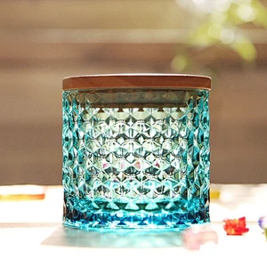 Wholesale Lead-free empty antique colored Embossment Glass storage  jars, Snack candy storage jars, tea canister
