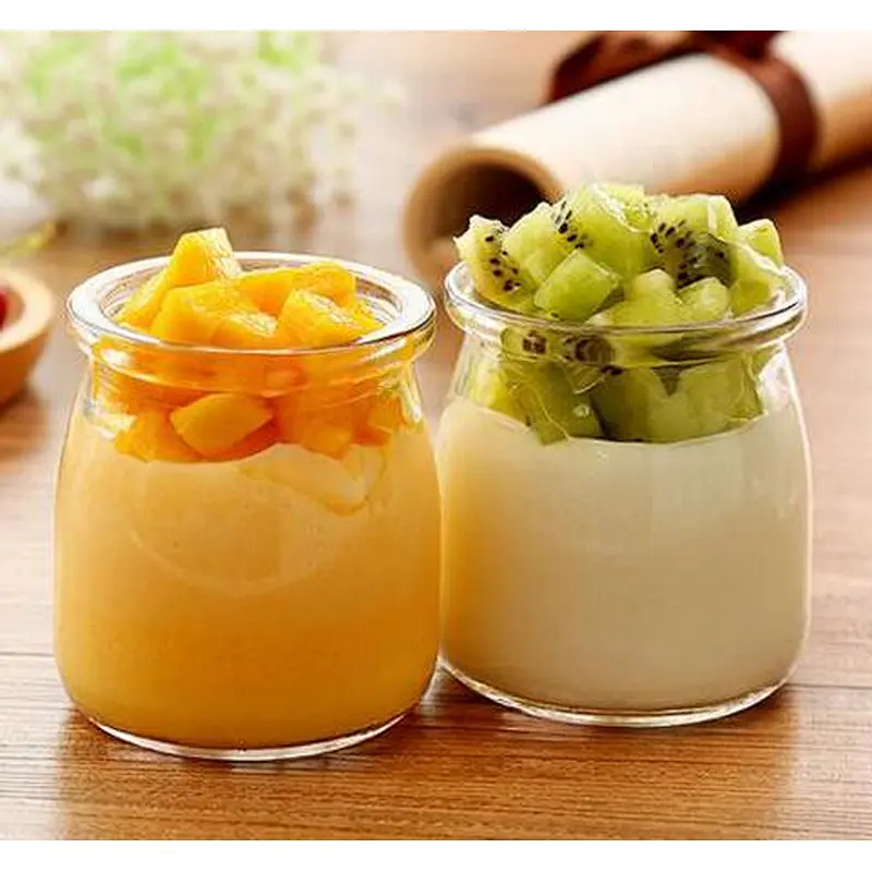 100ml/200ml Food Grade Wide Mouth Heat-resistant Transparent Jelly Mousse Glass Cup Pudding Cup With Plastic Lid