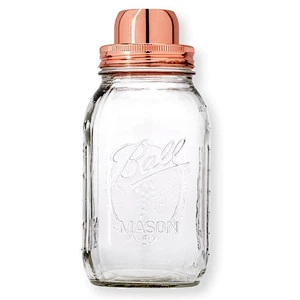 32oz, 1L glass Mason Jar Cocktail  Martini Shaker home & party barware tool set with wooden muddler and steel jigger