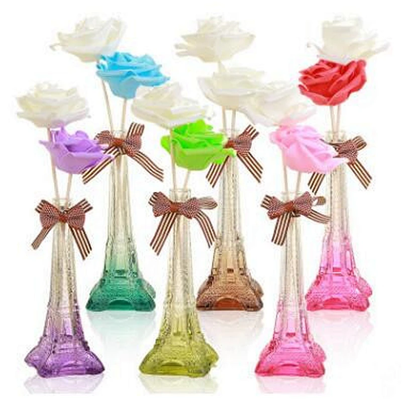 30ml Customized Color Sprayed Eiffel Tower Glass Diffuser Bottle With Reed