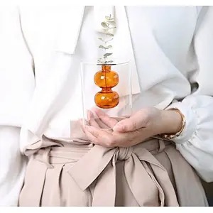 Northern-Europe style double-wall color glass vase water-planting