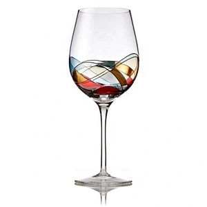 25oz Red Wine Glasses Set of 2 Hand Painted Designed