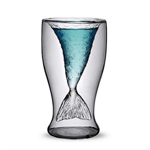 100ml Heat-resistant unique mermaid shaped double wall glass coffee bear mug drinkware cocktail wine cup