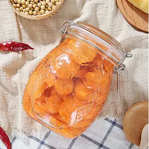 1000ml,1400ml,2000ml wide mouth owl shape leakproof glass food storage jar container with Clamp airtight lid & silicon gasket
