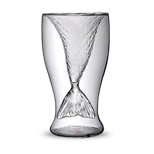 100ml Heat-resistant unique mermaid shaped double wall glass coffee bear mug drinkware cocktail wine cup