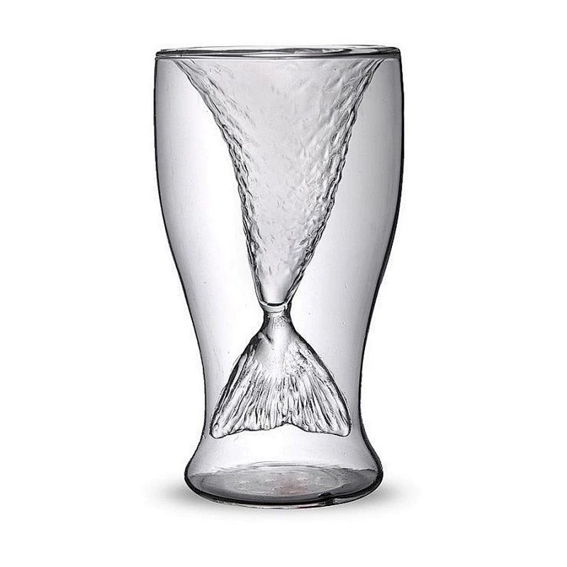100ml Heat-resistant unique mermaid shaped double wall glass coffee bear mug drinkware cocktail wine cup