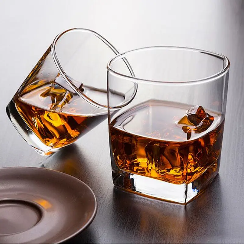 Customized Logo 3oz Crystal Lead-free Square Drinking Whisky/Beer Glass Cup