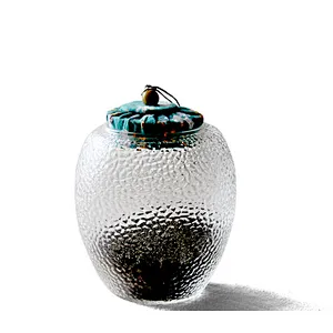 Big size Tea Healthy borosilicate Glass Storage Jar With colorful Lid