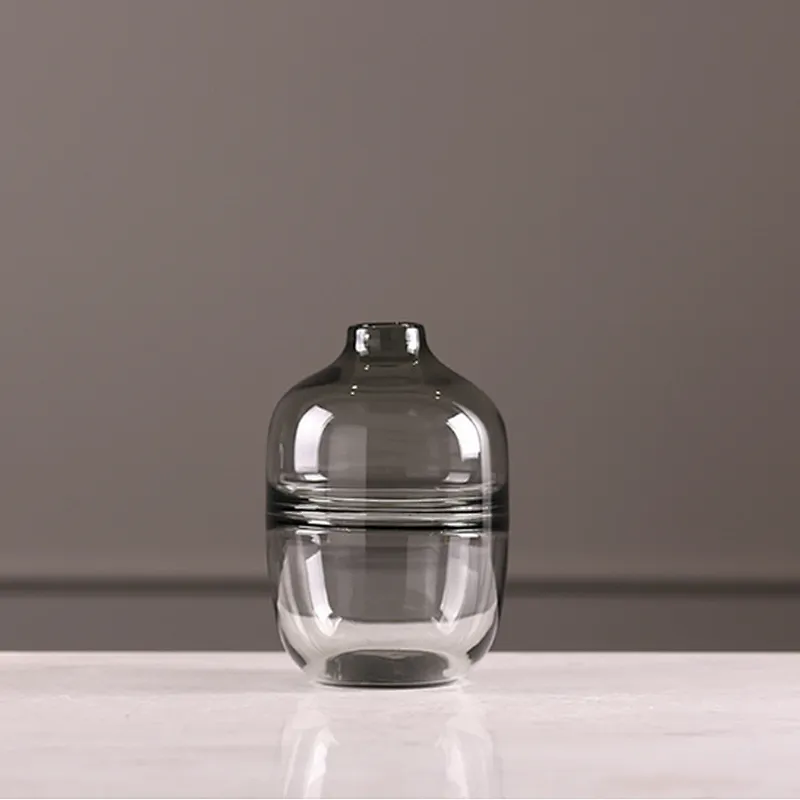 Nordic style Cold grey crystal glass vase for home decoration