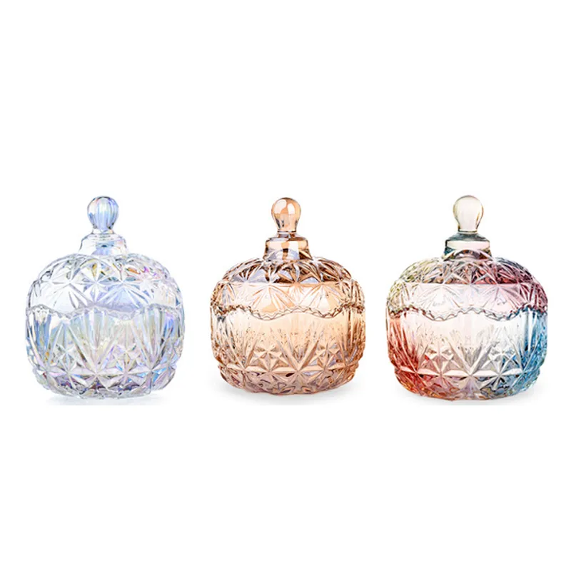 Hot-selling Creative European style Crystal glass storage jar for candy with lid