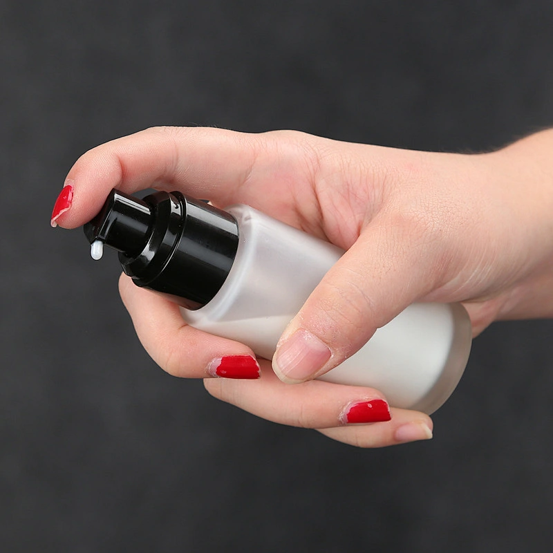 Cosmetics frosted glass bottle with spray pump