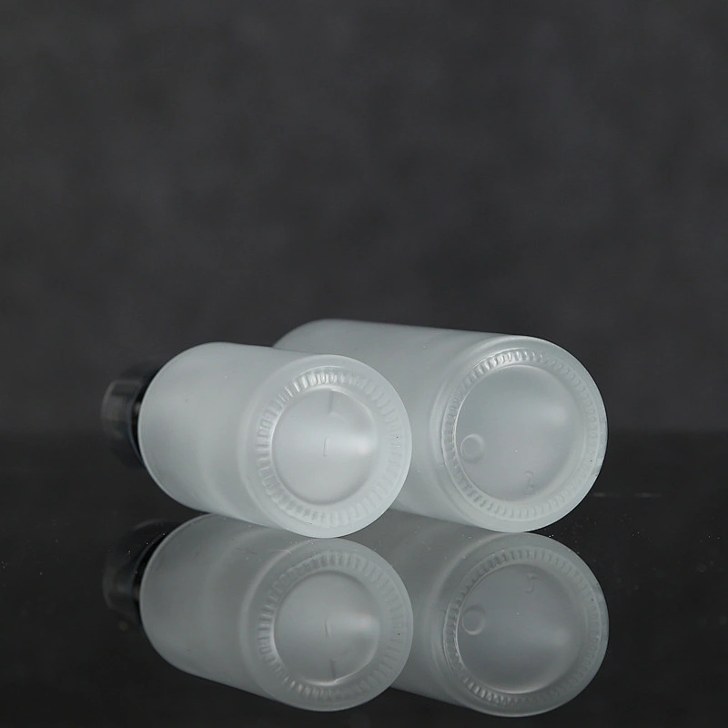 wholesale white frosted round ground hand body glass lotion jar bottle with plastic cap and pump
