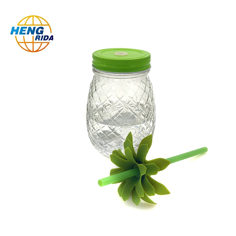 480ml Pineapple shape Glass Beverage Mason Jar With Metal Closure