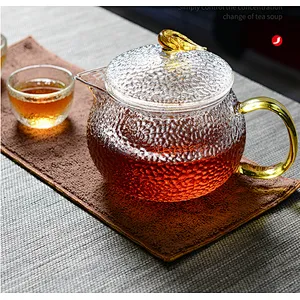 600ml heat-resistant glass teapot kettle filter for flower tea set with amber handle
