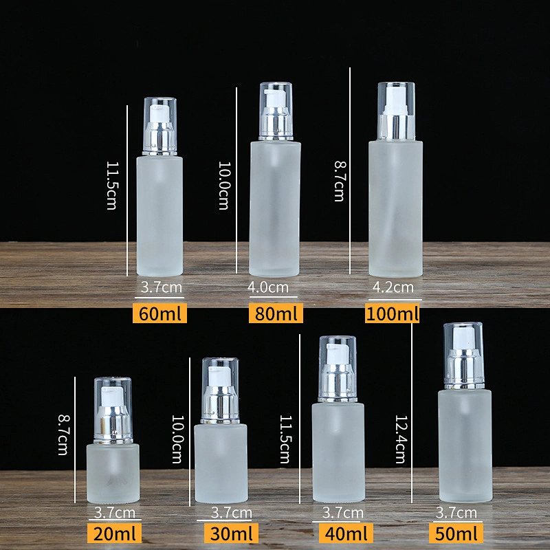 Cosmetics frosted glass bottle with spray pump