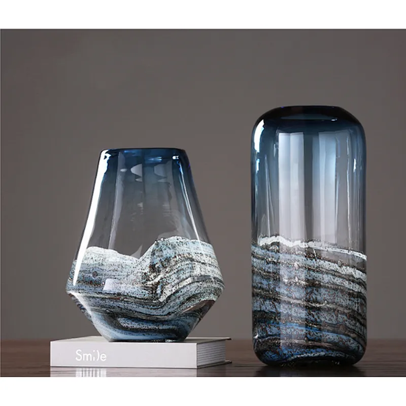 Hot-selling Modern simple style glass vase with decorative design for home decoration