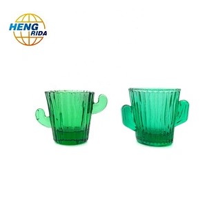 Handmade stylish cactus shaped glass cup for drinking