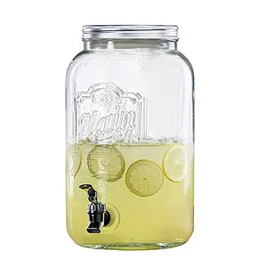 Leak-proof Glass Beverage Dispenser Cold Drink Dispenser Glass Jug with Metal Stand