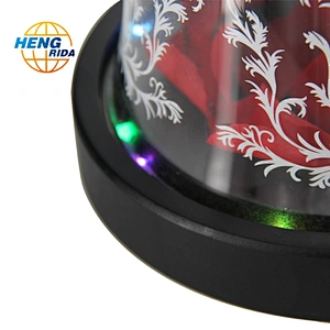 Rose Beautiful Artificial Red Eternal Rose Preserved Flower With Led Lights In Glass Dome for festival or birthday