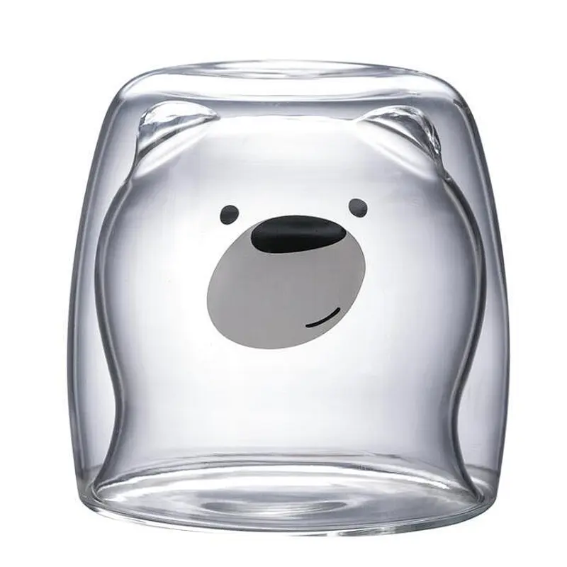Cartoon PatternHeat Resistant 250ml Borosilicate Double Wall Glass For Tea Coffee