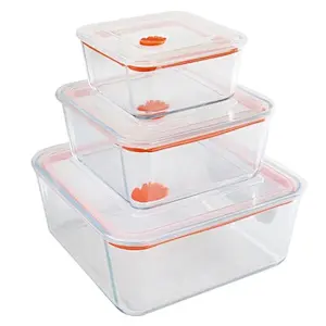 Glass Food Storage Container Set with Leak-Proof Airtight Snap Latch Plastic Lids