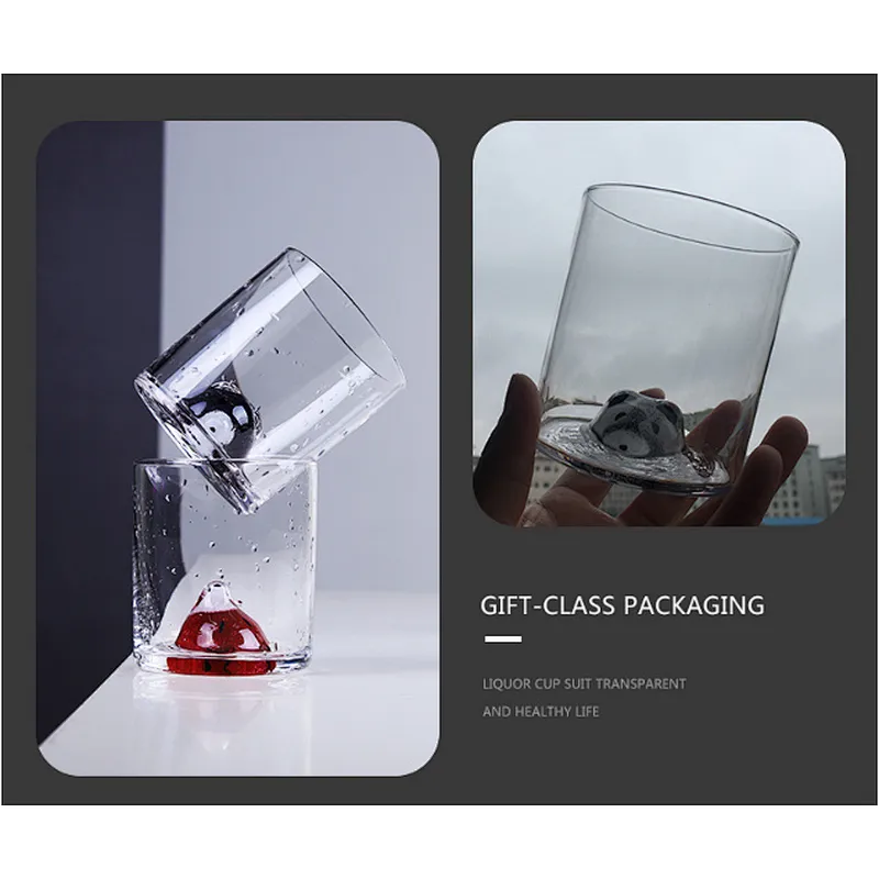 Handcraft Heat-resistant animal shaped double wall glass coffee mug wine cup