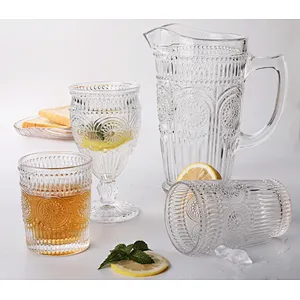Amazon hot-selling Glass Cups with Floral For Water, Juice, Beer, Wine, Whiskey, and Cocktails