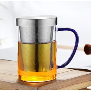 500ml borosilicate glass mug with stainless steel lid & infuser for tea
