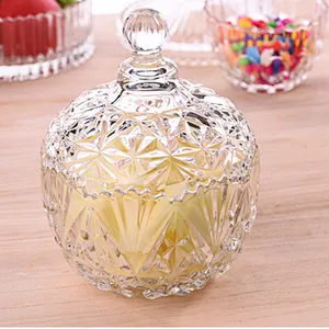 Hot-selling Creative European style Crystal glass storage jar for candy with lid