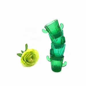Handmade stylish cactus shaped glass cup for drinking