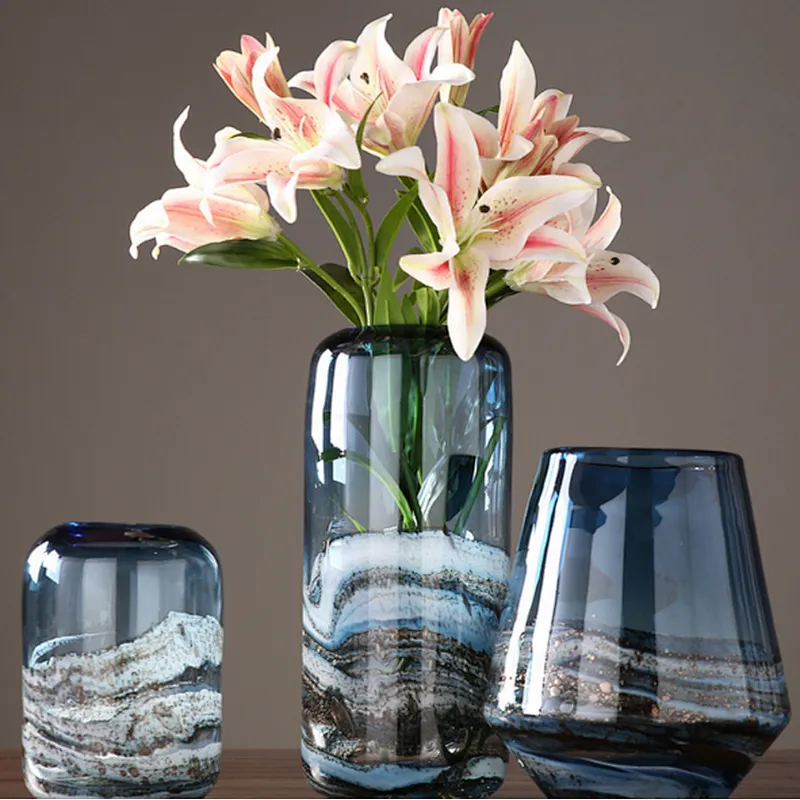 Hot-selling Modern simple style glass vase with decorative design for home decoration