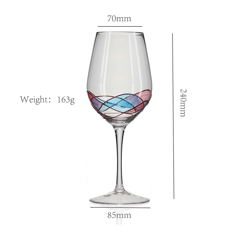 25oz Red Wine Glasses Set of 2 Hand Painted Designed