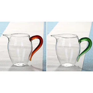 Thicken heat-resistant clear glass mug with three-color handle for water & tea