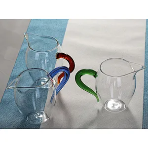 Thicken heat-resistant clear glass mug with three-color handle for water & tea