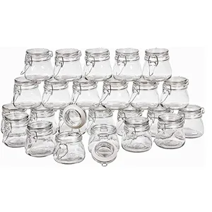 Set of 6 Honey/candy/salt  Airtight Glass Storage Jar with Metal clip swing top