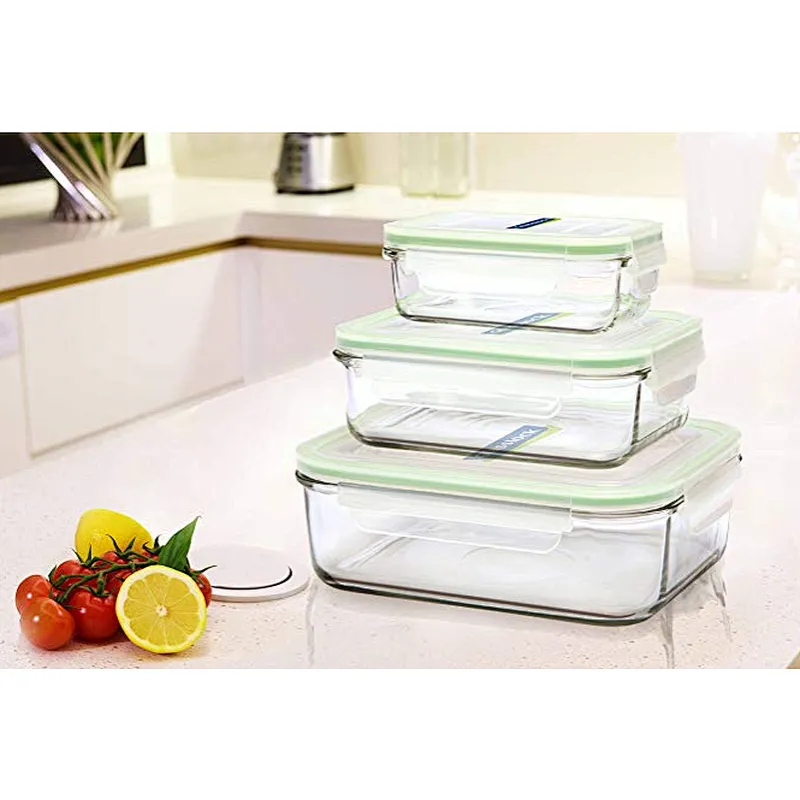 Bento Lunch Box Set Glass Food Container Sets of 3pcs  for wholesales
