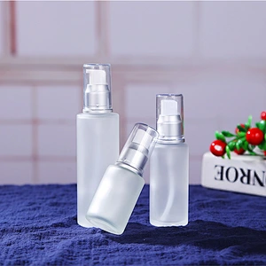 Cosmetics frosted glass bottle with spray pump