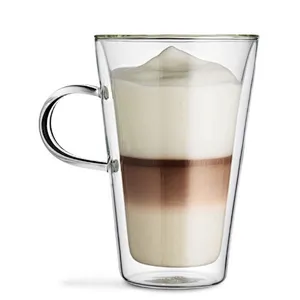 Borosilicate heat-resistant creative double wall glass cup with handle for coffee