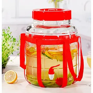5L Glass Barrel with Strap & Spigot for Beverage drink juice beer water
