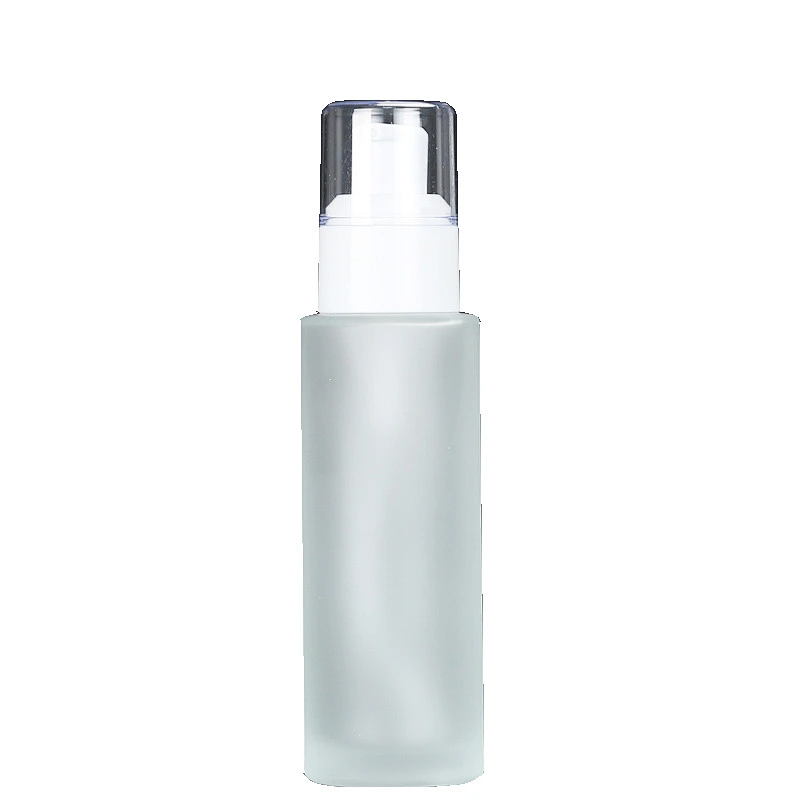 Cosmetics frosted glass bottle with spray pump