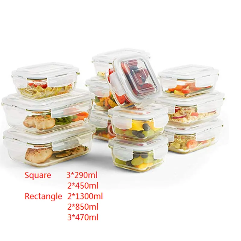 Bento Lunch Box Set Glass Food Container Sets of 12pcs  for wholesales