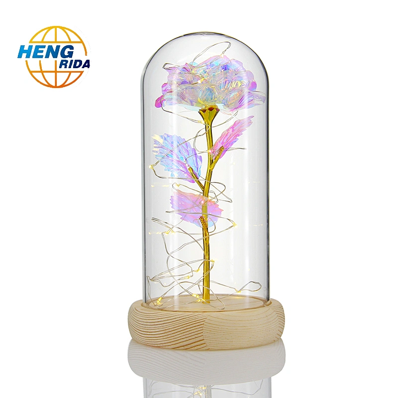 glass jar with wooden cock inside is rose ornament
