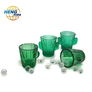 Handmade stylish cactus shaped glass cup for drinking