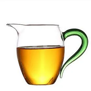 Thicken heat-resistant clear glass mug with three-color handle for water & tea