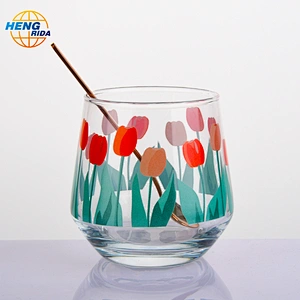 360ml & 400ml Drinking Glass Cup with Tulip Pattern