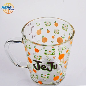 400ML Hand-printed sippy glass cup