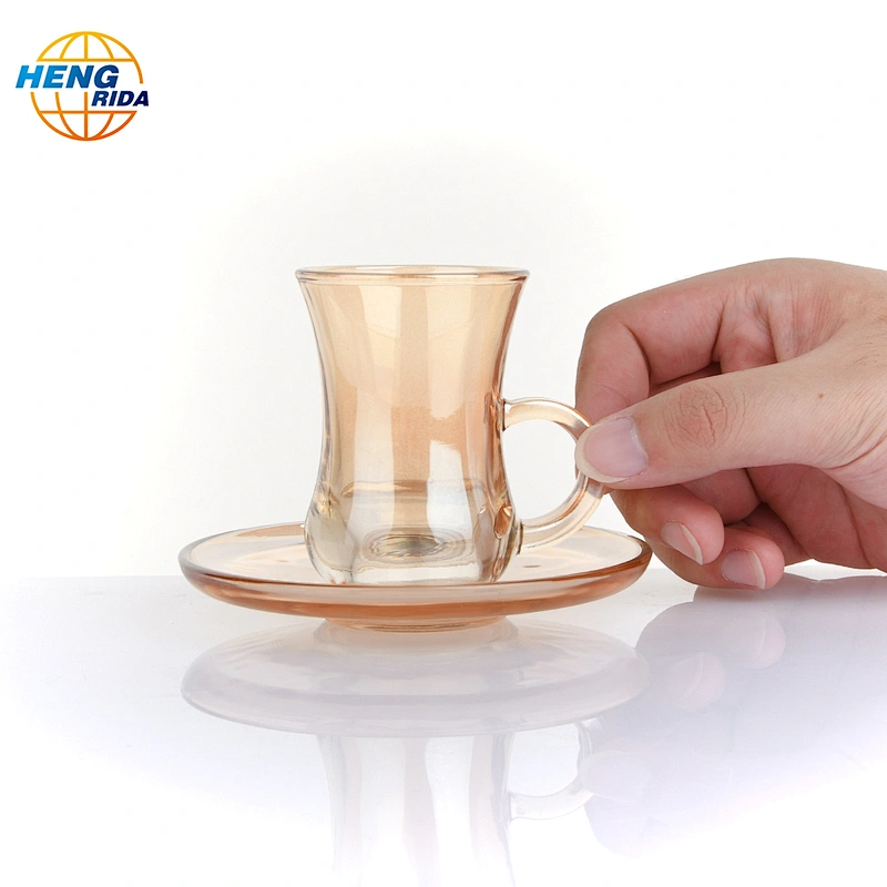 European style glass teacups and trays