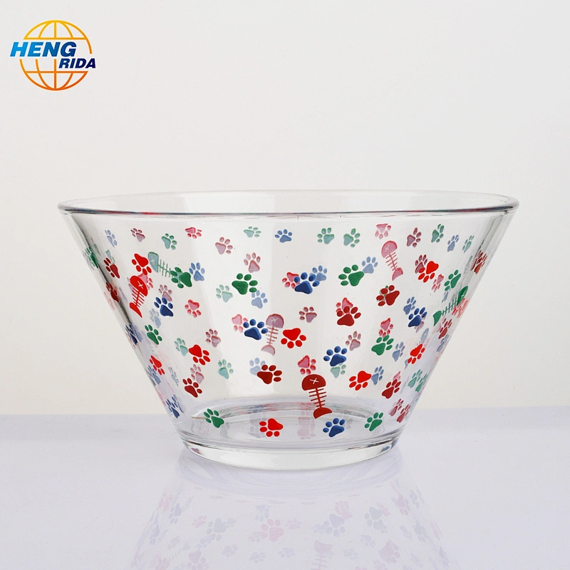 700ml glass bowl with Flamingo pattern for salad