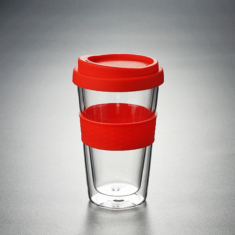 Colorful glass coffee cups with silicone covers