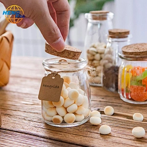 100ml Mini Pudding Yogurt Candy Glass Jar with Cork Lid